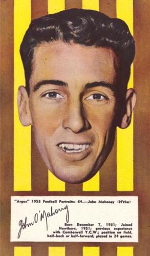 1953 Argus Football Portraits #64 John O'Mahoney Front
